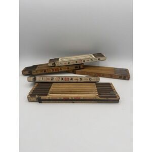 Vintage lot of 5 Extension Folding Rulers Tape Measures Lufkin 066, X46, X48